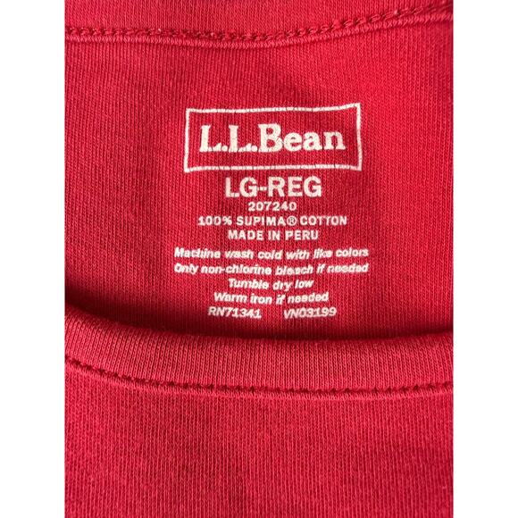 LL Bena Size L Supima Cotton Minimalist Top Red Long Sleeve Casual - Picture 4 of 5